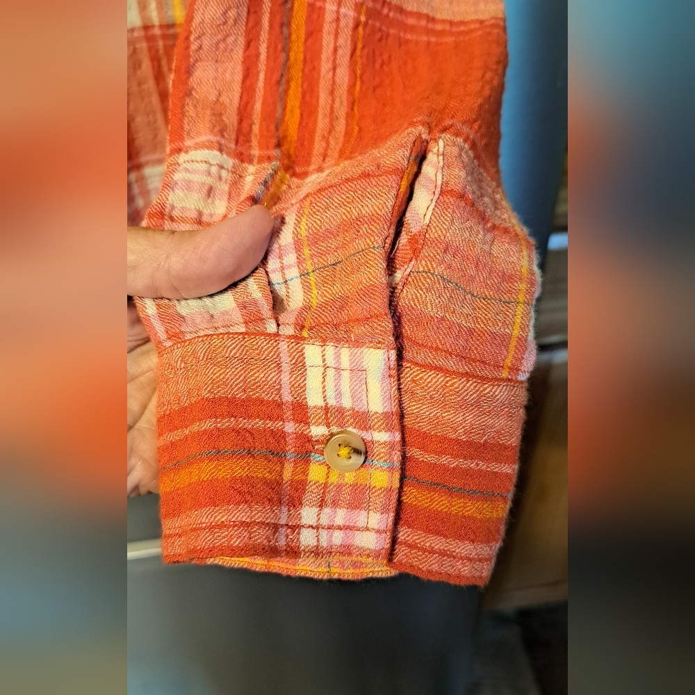Pilcro The Hadley Relaxed Plaid Button Front Top Shirt Blouse Fall Viscose Bld M - Picture 5 of 9